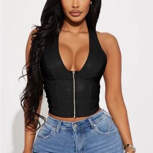 Fashion Nova Black Lace-Up Crop Top